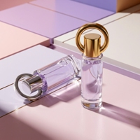 Flacon de parfum miniature porte-clés, style moderne, cylindrique, transparent, 10 ml, avec boîte.