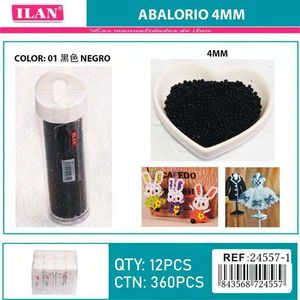 Ilan Abalorio Perline nere da 4 mm per la creazione di gioielli artigianali, 12 pezzi per tubo - Product Image 3