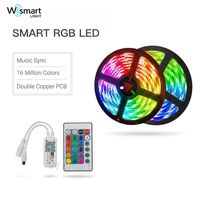Kit de bande lumineuse LED RGB intelligente SMD5050 avec contrôle par application, synchronisation musicale, 12V 24V IP20 IP65, ruban à changement de couleur, étanche
