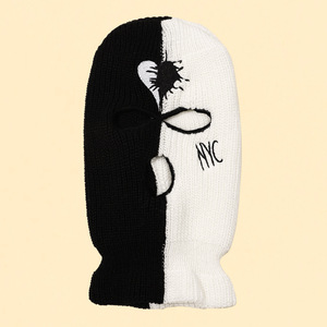 Dệt Kim Mặt Nạ Skullies Balaclava Hip Hop Mặt Nạ Hat Xe Máy Đôi Splice Màu Ba Lỗ Thiết Kế Trượt Tuyết Mặt Nạ - Product Image 2