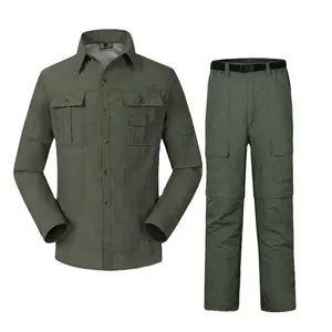 Uniformes tactiques d'été pour hommes chemises à manches longues à séchage rapide pantalons Cargo détachables costumes de travail de pêche