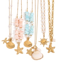 Haut de gamme de luxe en acier inoxydable coquille collier de perles Style européen américain lumière luxe mode pendentif colliers