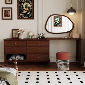 Stile nordico trucco più recente LED in piedi specchio illuminato in legno toletta con cassetti - Product Image 3