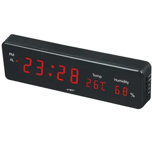 Temperatur & Kelembaban LED Dinding Digital 3 Jam Alarm