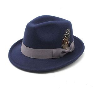 <span class=keywords><strong>Sombrero</strong></span> Fedora <span class=keywords><strong>Trilby</strong></span> <span class=keywords><strong>Borsalino</strong></span> de Fieltro de Lana 100% Australiana con Pluma para Caballero - Product Image 2