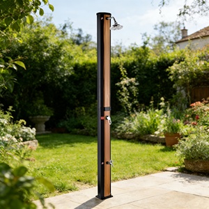 CYEN Nuevo Diseño, Construcción Estable, Fácil Instalación, <span class=keywords><strong>Ducha</strong></span> Exterior con Apariencia de <span class=keywords><strong>Madera</strong></span> de 35L, <span class=keywords><strong>Ducha</strong></span> de Jardín con Calefacción <span class=keywords><strong>Solar</strong></span> - Product Image 1