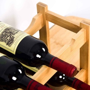 Estante de vino de bambú para muebles de sala de estar de cocina independiente de estilo minimalista de 2 niveles gratis con hueco para 24 botes - Product Image 4
