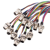 Montaje en panel conector M12 2 3 4 5 6 8 12 17 pin Ip67 Ip68 impermeable macho hembra M12 MONTAJE DE Cable de montaje trasero en Panel