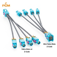 Kabel Ethernet Otomotif Mini Fakra Male 15cm ke 4x Fakra Male Rosenberger AMS11D-1M4Z5-Z 59Z114-000-Z untuk Sensor Kamera ADAS