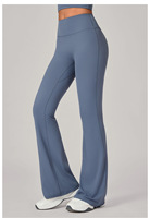 Pantalon de yoga évasé anti-rides invisible, taille haute, large, pour le sport, en Spandex/Nylon, séchage rapide et respirant