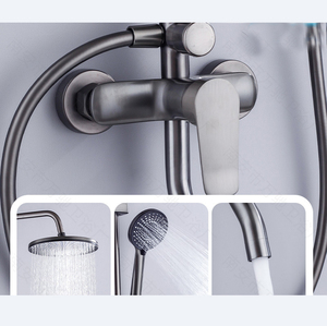 Nouvelle Conception Moderne – Panneaux de Douche en Cuivre Brossé Finition Laiton Gris – Accessoires de Salle de Bain à Jet Doux – <span class=keywords><strong>Installation</strong></span> Facile - Product Image 2
