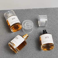 Flacon de parfum de luxe 30 ml en verre transparent, vide, à sertir facilement, avec pulvérisateur et diffuseur à bâtonnets, capuchon transparent, sérigraphie
