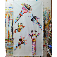 Peinture à l'huile sur toile originale Mintura de style luxueux, girafes mignonnes de dessin animé, décoration murale pour chambre d'enfant, décoration intérieure