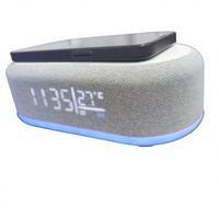 Jam Alarm Pengisi Daya Nirkabel 6 in 1, Speaker, Alas Pengisi Daya Cepat 15W, Lampu Malam RGB