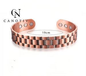 Wide <strong>Copper</strong> Plain Cuff <strong>Bangles</strong> for Healthy Neodymium Magnet Pure <strong>Copper</strong> Bracelet Relief Joint Pain <strong>Men</strong> - Product Image 4