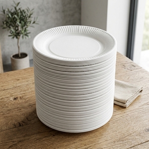 Assiettes <span class=keywords><strong>en</strong></span> papier jetables personnalisées avec logo, 12 pouces, grandes, robustes, pour mariage, restauration, usine - Product Image 1
