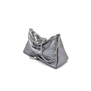 Premium Quality Popular Choice Metal Nylon Wrinkle Tote <b>Handbag</b> For Girls With Detachable <b>Chain</b> Strap - Product Image 3