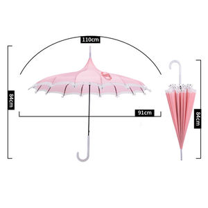 2023 Новый 22*16K ручной открытый зонт для украшения свадьбы принцесса зонтик с белым кружевом с прямым краем изогнутый край ручное управление - Product Image 4