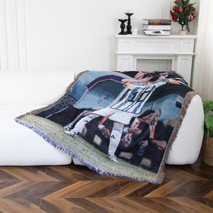 Couvertures de <span class=keywords><strong>tapisserie</strong></span> de décoration murale étoile de football personnalisées de haute qualité Couverture tissée Jacquard de conception personnalisée - Product Image 3