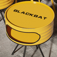 Meubles de restaurant au design industriel en métal de type fût d'huile : Table haute de bar et chaises, Tables de bar hautes et chaises hautes
