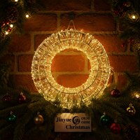 Guirlande de Noël 3D à LED lumineuse, motif couronne, en fil de fer, étanche IP44, pour extérieur, jardin, pelouse, ornement