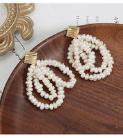 Boucles d'oreilles en perles blanches naturelles de style français, faites à la main pour femmes, confectionnées de manière complexe, multicouches, 4-5 mm, en argent 925