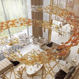 Lustres LED Luminaires Art Verre Soufflé Lampe Suspendue Lumières Orme Pendentif Moderne Ouest Goutte Led Teinté Plafond Lustre Lumière - Product Image 6