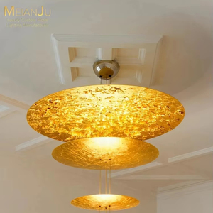 Lampadario LED MAJ in Alluminio con Foglia d'Oro, Design Moderno e Minimalista Italiano, Sospeso, Garanzia 5 Anni, Luce Calda, CRI 80, Fascio a 360° - Product Image 6