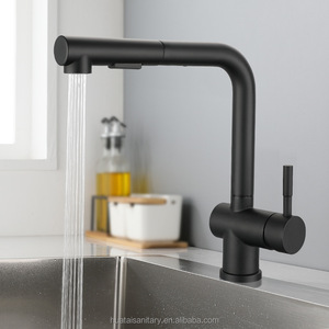 Rubinetto Commerciale Estraibile Nero con Doccetta, Miscelatore da Cucina con Spruzzatore - Product Image 1