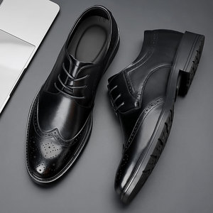 Chaussures en cuir pour hommes haut de gamme, style britannique, pour le printemps, formelles, de mariage et brogues - Product Image 4