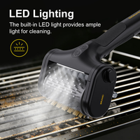 Brosse de nettoyage de barbecue à rouleaux en acier inoxydable d'origine usine, avec poils pour éliminer les résidus alimentaires, de qualité alimentaire, avec éclairage LED