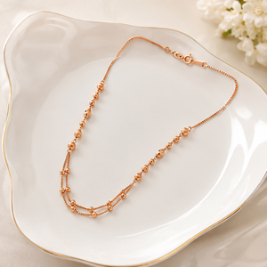 Collier en or rose pour femmes, chaîne élégante à double couche avec perles, pour mariée, fête de mariage, cadeau élégant, accessoire de bijoux pour filles - Product Image 1