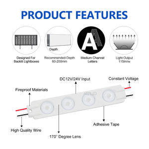 High Power Injection 4 <b>Leds</b> Module 12V 1.6W 2835 SMD Waterproof Lens <b>Strip</b> <b>Light</b> Modules White IP65 DC <b>Led</b> Advertisement Module - Product Image 4