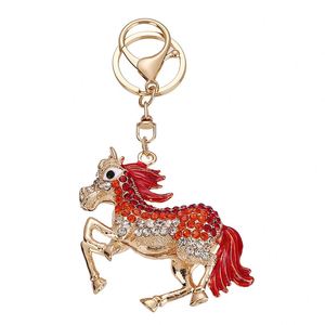 Llavero de coche con dije de caballo galopante con incrustaciones de diamantes creativas, colgante de lujo para bolso, llavero de dibujos animados - Product Image 6