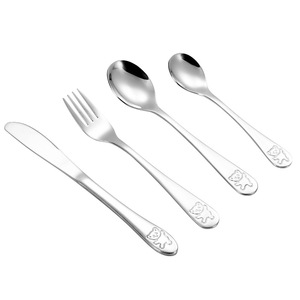 Knife fork & spoon 304 stainless steel food spoon cartoon bear dessert spoon four-piece <b>set</b> <b>restaurant</b> children's tableware <b>set</b> - Product Image 5