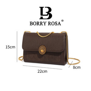 Sac fourre-tout <span class=keywords><strong>de</strong></span> <span class=keywords><strong>luxe</strong></span> pour femme style vintage français BORRY ROSA en PU imperméable avec fermeture éclair, design simple et bandoulière chaîne - Product Image 2