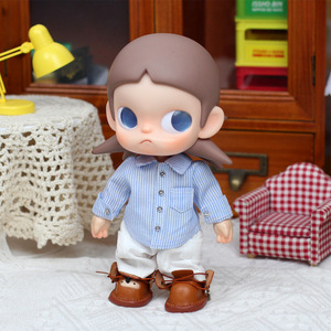 Zsiga 20Cm Doll Outfit Blue Striped Shirt White <b>Pants</b> Brown <b>Boots</b> For 1/8 Scale Doll Clothes Boy Toy Accessory - Product Image 2