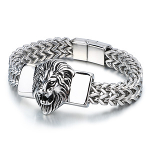 Nuevo Brazalete de Cadena y Eslabones de Acero Inoxidable para Hombre, Diseño Retro de León, Estilo Punk, Joyería de Mano Sencilla y con Personalidad - Product Image 5