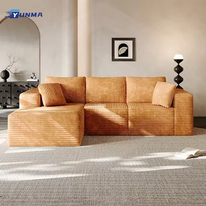 Sofá Seccional Brown Cloud sin Estructura en Forma de L, Chaise Longue Moderna Minimalista con Funda de Pana para Sala de Estar, Hospital o Escuela - Product Image 6
