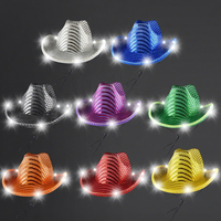 Sombreros de Lentejuelas LED de Estilo Clásico Vaquero, de Poliéster, para Fiestas, Festivales, Navidad, Halloween, Disfraces, Cosplay, al por Mayor