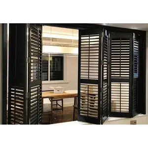 New Design High Quality Louvers Wooden Wood Sliding Windows Shutters Plantation Shutters