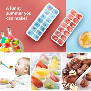 Custom Logo Easy Release Reusable Square Ice Cube Tray with Lid OEM ODM Stackable Freezer Ice Mold with Private <b>Label</b> Packaging - Product Image 4