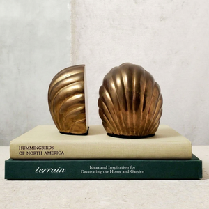 Porte-livres en laiton plaqué or, 2 pièces, décoration côtière, porte-livres sculpturaux en métal pour la maison, la décoration de bureau - Product Image 1