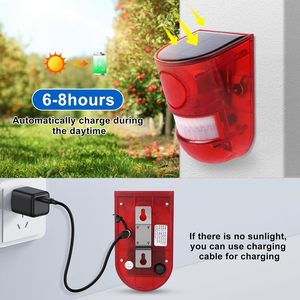 Détecteur de mouvement solaire étanche OEM CE avec alarme flash, dispositif répulsif antiparasitaire pour la protection extérieure des fermes et allées - Product Image 3