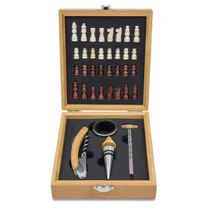 Customized Wine Openers Gift Set Bottle Opener Corkscrew Gift Wooden Box With Chess