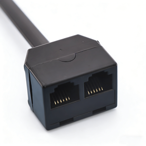 ขั้วต่อตัวผู้ 1 ตัวกับขั้วต่อตัวเมีย 2 ตัว/75 มม. สีดำ 6P6C/RJ12-6P-6C รูสี่เหลี่ยม / ขั้วต่อคริสตัล FU - Product Image 2