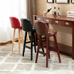 بار البراز الشمال ريفي الكلاسيكية عالية طاولة مطبخ كرسي الحديثة خشبية جلدية نسيج البولي يوريثين بار البراز مع عودة الأسود كرسي - Product Image 2