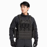 Gilet porte-plaques en polyester 1000D noir, ajustable, système MOLLE, pour entraînement extérieur, chasse, tactique, avec pochettes pour chargeurs