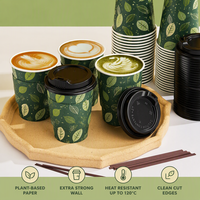 Gobelets à café jetables en carton noir APP, 100 pièces, avec couvercles et agitateurs inclus, pour les fêtes, les pique-niques, les voyages, le bureau, la restauration