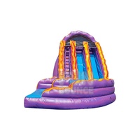 FAN BOUNCE Toboggan aquatique gonflable commercial en PVC pour extérieur, modèle Curvy Lava Falls - 18 pieds